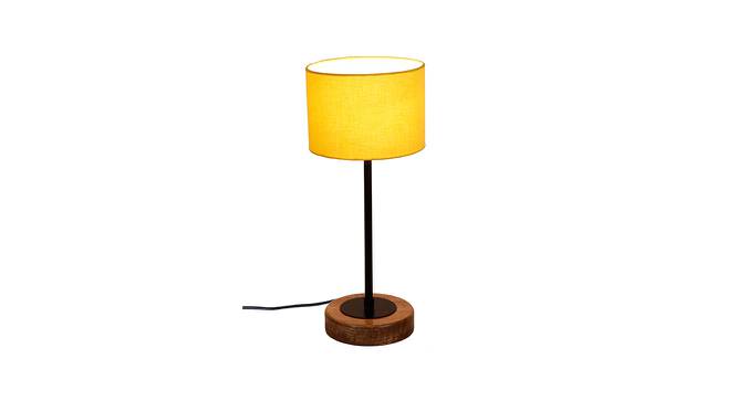 Duncan Yellow Fabric Shade Table Lamp with Natural  Wood & Iron  Base (Yellow) by Urban Ladder - Front View Design 1 - 611929