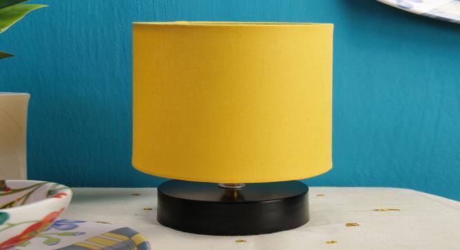 Slater Yellow Fabric Shade Table Lamp with Black  Iron  Base (Yellow) by Urban Ladder - Front View Design 1 - 611936