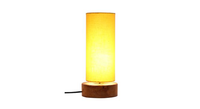 Amory Yellow Fabric Shade Table Lamp with Natural  Wooden Base (Yellow) by Urban Ladder - Front View Design 1 - 611944