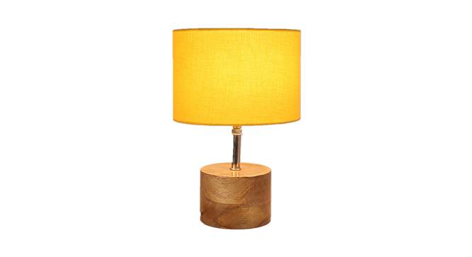 Mansell Yellow Fabric Shade Table Lamp with Natural  Wooden Base (Yellow) by Urban Ladder - Front View Design 1 - 611958