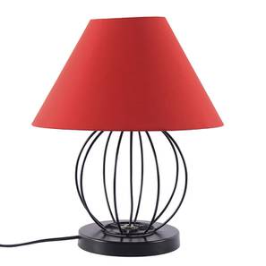 devansh Mabry Red Fabric Shade Table Lamp with Black Iron Base-picture-15