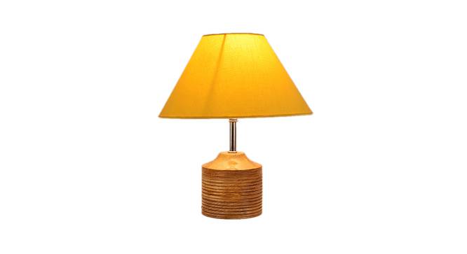 Jeanette Yellow Fabric Shade Table Lamp with Natural  Wooden Base (Yellow) by Urban Ladder - Front View Design 1 - 611967