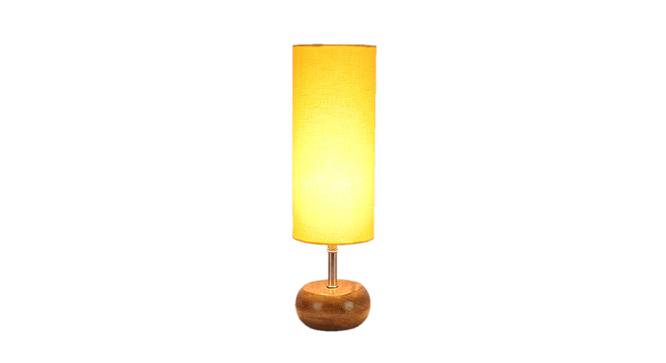 Maxine Yellow Fabric Shade Table Lamp with Natural  Wooden Base (Yellow) by Urban Ladder - Front View Design 1 - 611969