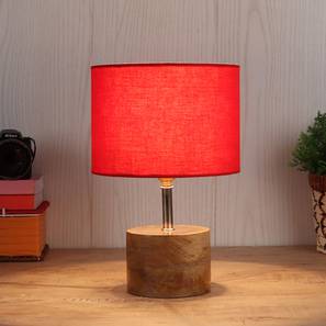 Freedom Red Fabric Shade Table Lamp with Natural Wooden Base-image-4