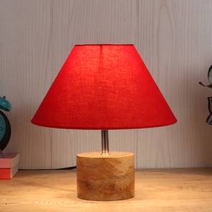 devansh Audrey Red Fabric Shade Table Lamp with Natural Wooden Base-picture-41