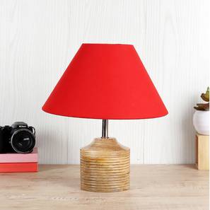 devansh Jane Red Fabric Shade Table Lamp with Natural Wooden Base-picture-19
