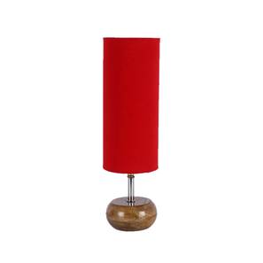 devansh Mary Red Fabric Shade Table Lamp with Natural Wooden Base-picture-17