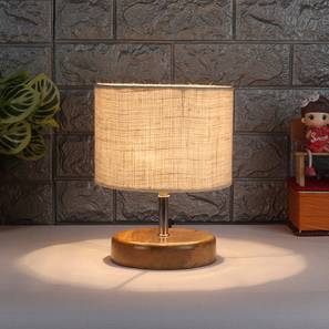 devansh Kaeya White Natural Fiber Shade Table Lamp with Natural Wooden Base-picture-14