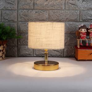 devansh Sadira White Natural Fiber Shade Table Lamp with Gold Metal Base-picture-10