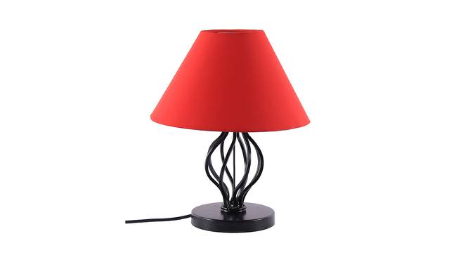 Ware Red Fabric Shade Table Lamp with Black  Iron  Base (Red) by Urban Ladder - Front View Design 1 - 612019
