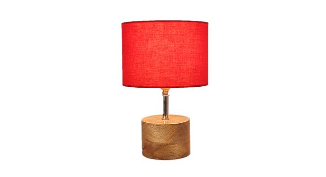 Freedom Red Fabric Shade Table Lamp with Natural  Wooden Base (Red) by Urban Ladder - Front View Design 1 - 612026