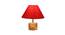 Audrey Red Fabric Shade Table Lamp with Natural  Wooden Base (Red) by Urban Ladder - Front View Design 1 - 612028