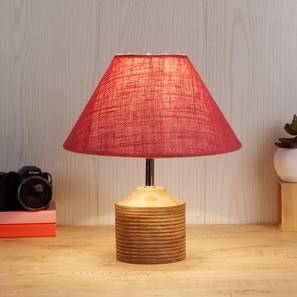 Joy Pink Natural Fiber Shade Table Lamp with Natural Wooden Base-image-25