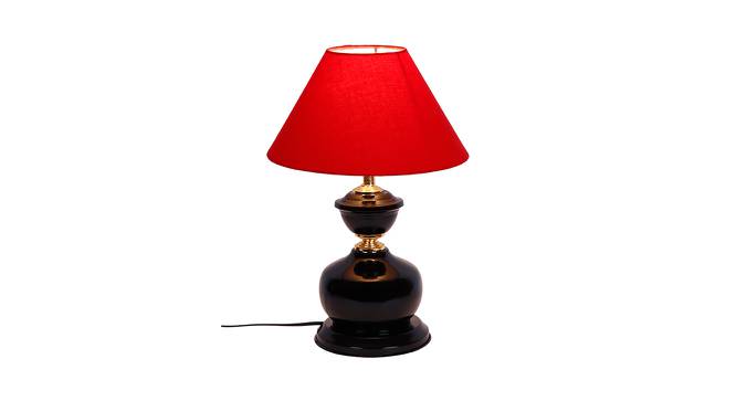 Rayden Red Fabric Shade Table Lamp with Black  Iron  Base (Red) by Urban Ladder - Front View Design 1 - 612086