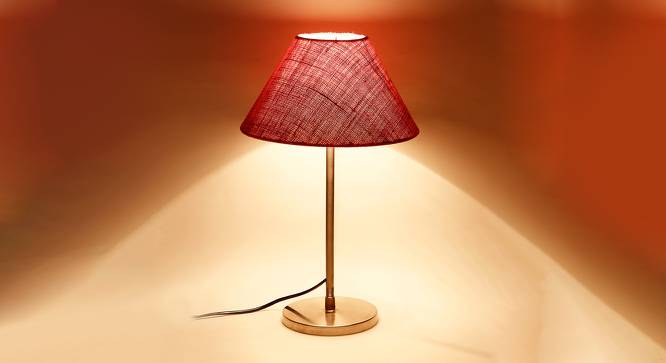 Zyair Pink Natural Fiber Shade Table Lamp with Steel  Steel  Base (Pink) by Urban Ladder - Front View Design 1 - 612105