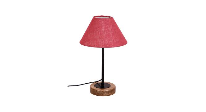 Turner Pink Natural Fiber Shade Table Lamp with Natural  Wood & Iron  Base (Pink) by Urban Ladder - Front View Design 1 - 612108