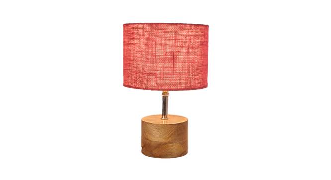 Hurst Pink Natural Fiber Shade Table Lamp with Natural  Wooden Base (Pink) by Urban Ladder - Front View Design 1 - 612119