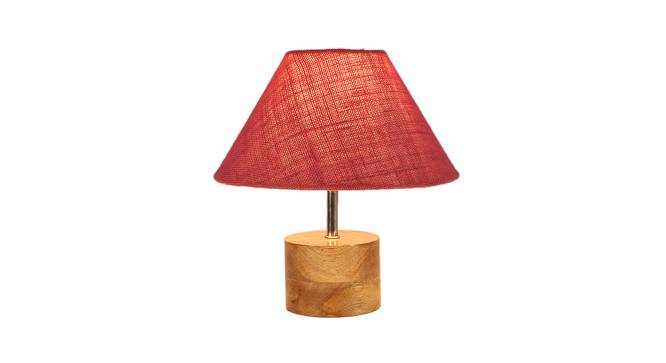 Camille Pink Natural Fiber Shade Table Lamp with Natural  Wooden Base (Pink) by Urban Ladder - Front View Design 1 - 612120