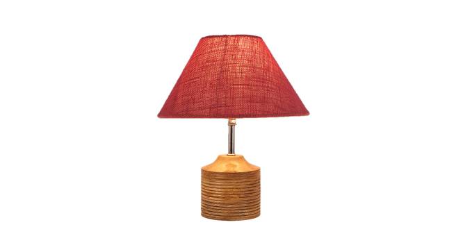 Joy Pink Natural Fiber Shade Table Lamp with Natural  Wooden Base (Pink) by Urban Ladder - Front View Design 1 - 612122