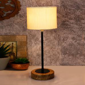 Jad Off White Fabric Shade Table Lamp with Natural Wood & Iron Base-image-28