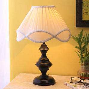 devansh Edithe Off White Fabric Shade Table Lamp with Black Iron Base-picture-18