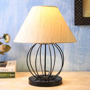 devansh Carlisle Off White Fabric Shade Table Lamp with Black Iron Base-picture-17