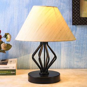 devansh Tylee Off White Fabric Shade Table Lamp with Black Iron Base-picture-14