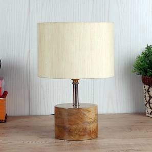 devansh Edwarda Off White Fabric Shade Table Lamp with Natural Wooden Base-picture-15