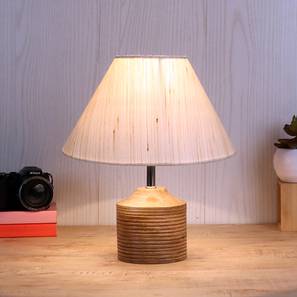 devansh Iris Off White Fabric Shade Table Lamp with Natural Wooden Base-picture-11