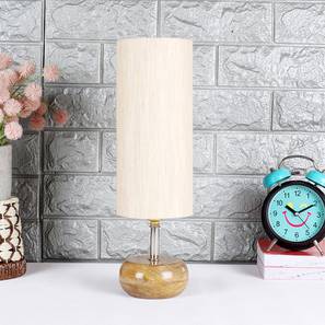 devansh Marianne Off White Fabric Shade Table Lamp with Natural Wooden Base-picture-13