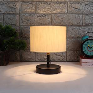 Decor Deals Under 1000 Design Toni Off White Fabric Shade Table Lamp with Black  Iron  Base (Off White)