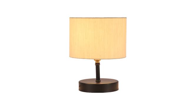 Toni Off White Fabric Shade Table Lamp with Black  Iron  Base (Off White) by Urban Ladder - Front View Design 1 - 612178