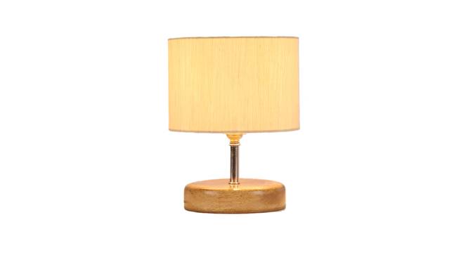 Palmyra Off White Fabric Shade Table Lamp with Natural  Wooden Base (Off White) by Urban Ladder - Front View Design 1 - 612180