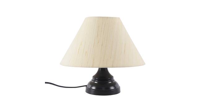 Rawnie Off White Fabric Shade Table Lamp with Black  Iron  Base (Off White) by Urban Ladder - Front View Design 1 - 612201