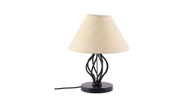 Colston Off White Fabric Shade Table Lamp with Black  Iron  Base (Off White) by Urban Ladder - Front View Design 1 - 612202