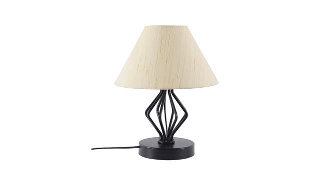 Tylee Off White Fabric Shade Table Lamp with Black  Iron  Base (Off White) by Urban Ladder - Front View Design 1 - 612205
