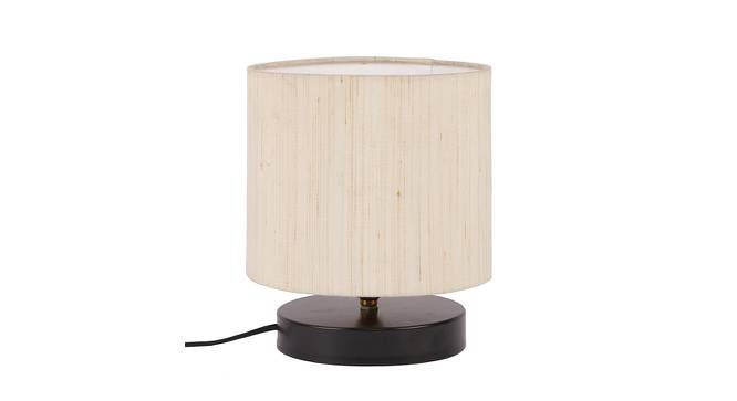 Ainsworth Off White Fabric Shade Table Lamp with Black  Iron  Base (Off White) by Urban Ladder - Front View Design 1 - 612209