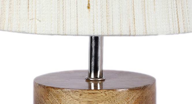 Annie Off White Fabric Shade Table Lamp with Natural  Wooden Base (Off White) by Urban Ladder - Front View Design 1 - 612212