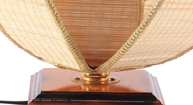 Neuman Beige Bamboo Shade Table Lamp with Brown  Wooden Base (Beige) by Urban Ladder - Design 1 Side View - 612470