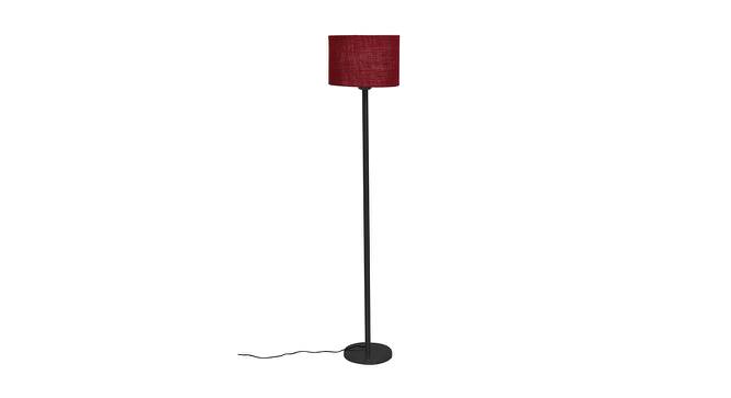 Yosef Maroon Fabric Shade Floor Lamp with Black  Iron Base (Maroon) by Urban Ladder - Design 1 Side View - 612798