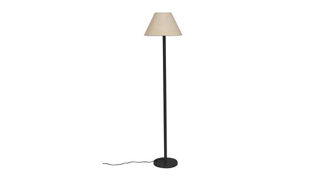 Mathew Off White Fabric Shade Floor Lamp with Black  Iron Base (Off White) by Urban Ladder - Design 1 Side View - 612807