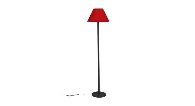 Jamie Red Fabric Shade Floor Lamp with Black  Iron Base (Red) by Urban Ladder - Design 1 Side View - 612810