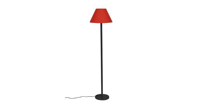 Clyde Orange Fabric Shade Floor Lamp with Black  Iron Base (Orange) by Urban Ladder - Design 1 Side View - 612812
