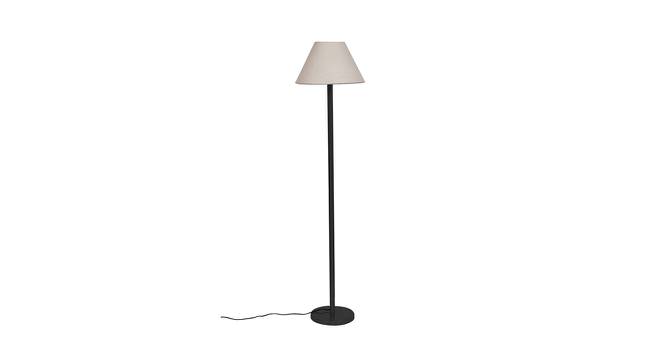 Nathanael White Natural Fiber Shade Floor Lamp with Black  Iron Base (White) by Urban Ladder - Design 1 Side View - 612821