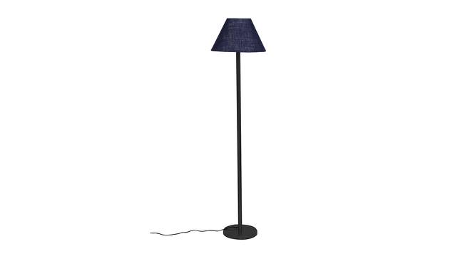 Ray Blue Natural Fiber Shade Floor Lamp with Black  Iron Base (Blue) by Urban Ladder - Design 1 Side View - 612824