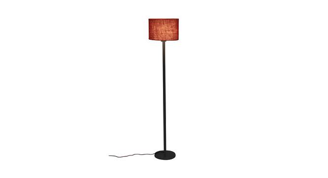 Yosef Maroon Fabric Shade Floor Lamp with Black  Iron Base (Maroon) by Urban Ladder - Front View Design 1 - 612873