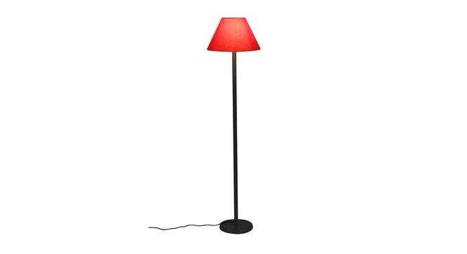Clyde Orange Fabric Shade Floor Lamp with Black  Iron Base (Orange) by Urban Ladder - Front View Design 1 - 612881