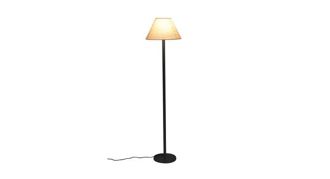 Nathanael White Natural Fiber Shade Floor Lamp with Black  Iron Base (White) by Urban Ladder - Front View Design 1 - 612886