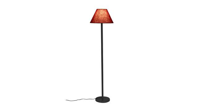 Darren Maroon Natural Fiber Shade Floor Lamp with Black  Iron Base (Maroon) by Urban Ladder - Front View Design 1 - 612888