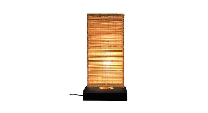 Chris Beige Bamboo Shade Table Lamp with Black  Iron  Base (Beige) by Urban Ladder - Front View Design 1 - 613084